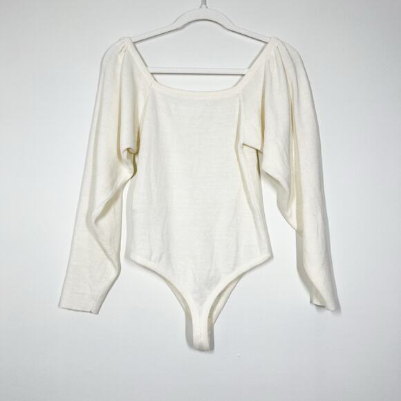 ASOS Women’s Long Sleeves Knit White Bodysuit Sz 2 Scoop Neck Front/Back - Picture 6 of 9